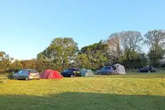 Non electric grass pitches set around the edge of the camping field