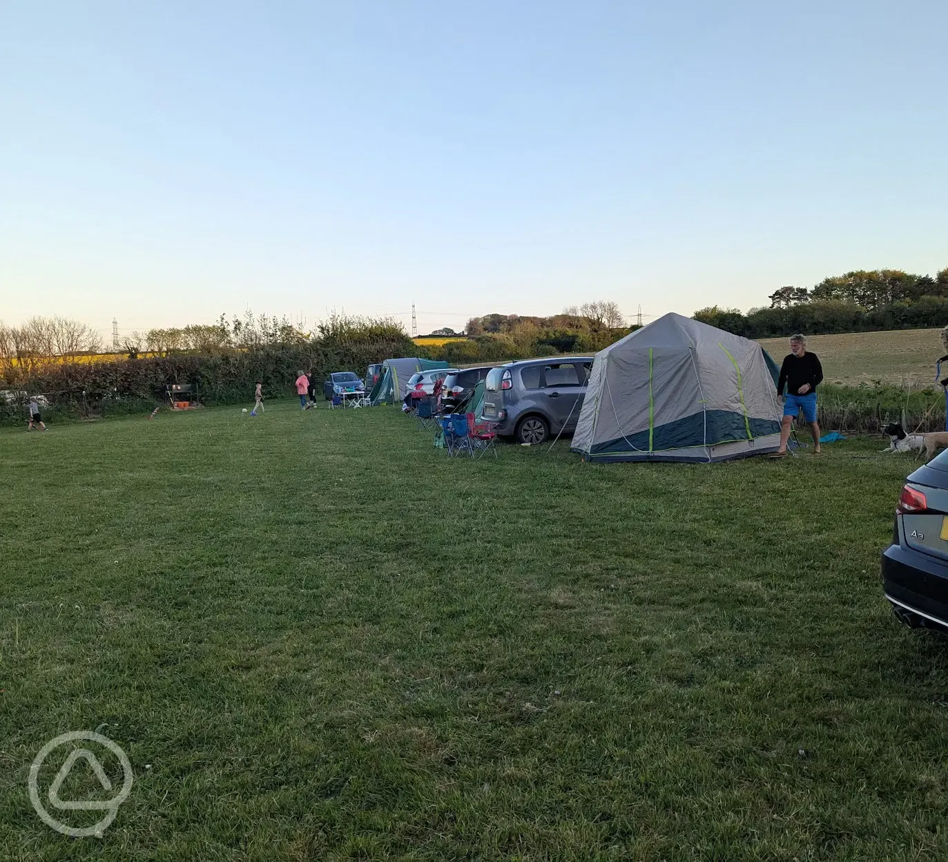 Non electric grass pitches at sunset