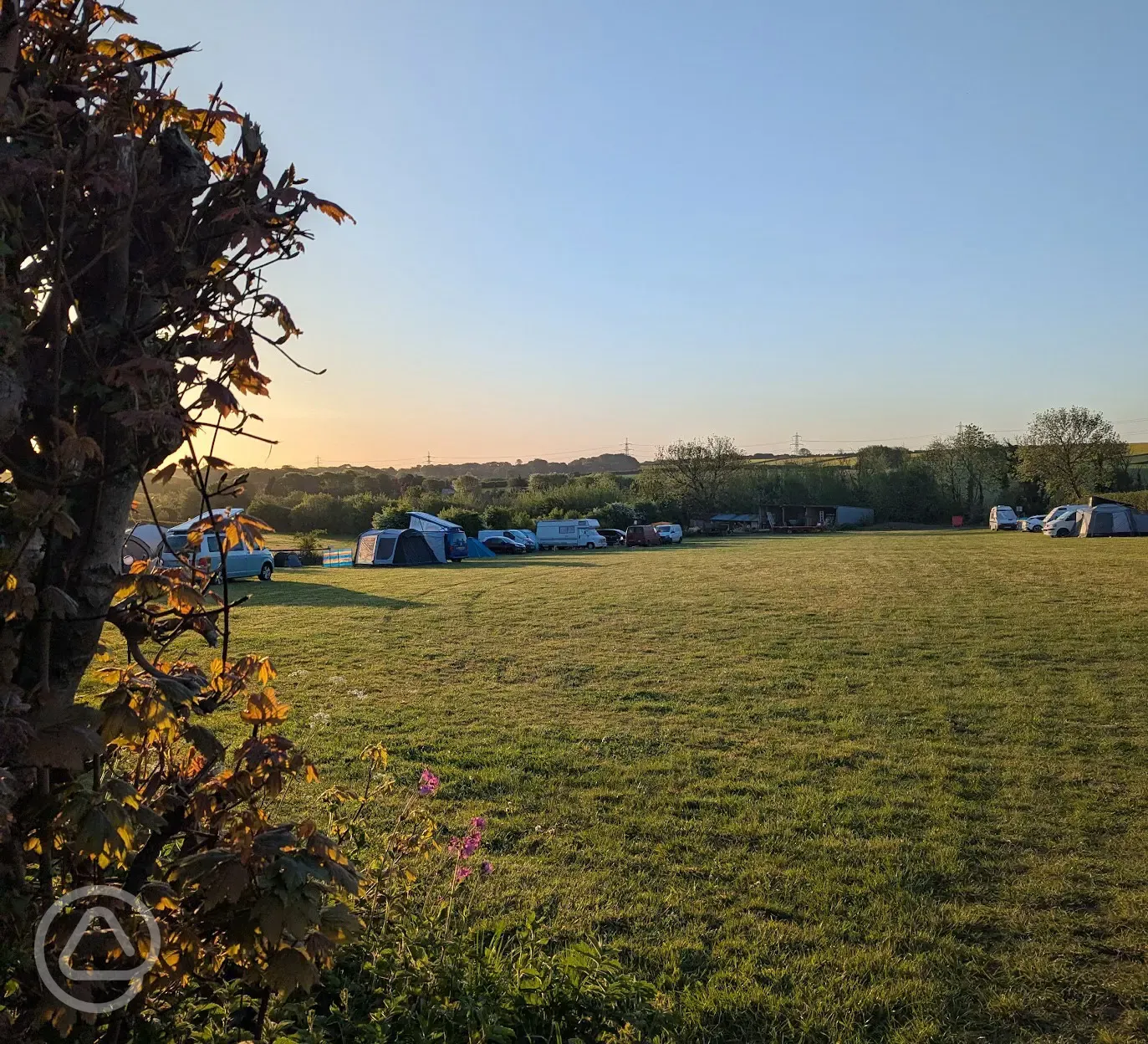 Non electric grass pitches at sunset