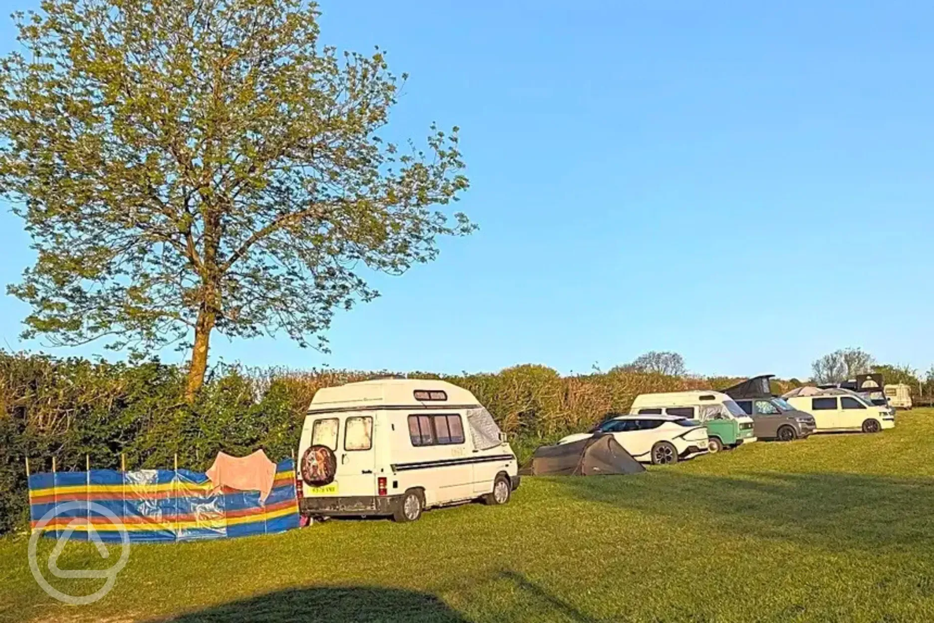 Non electric grass pitches for tents and campervans