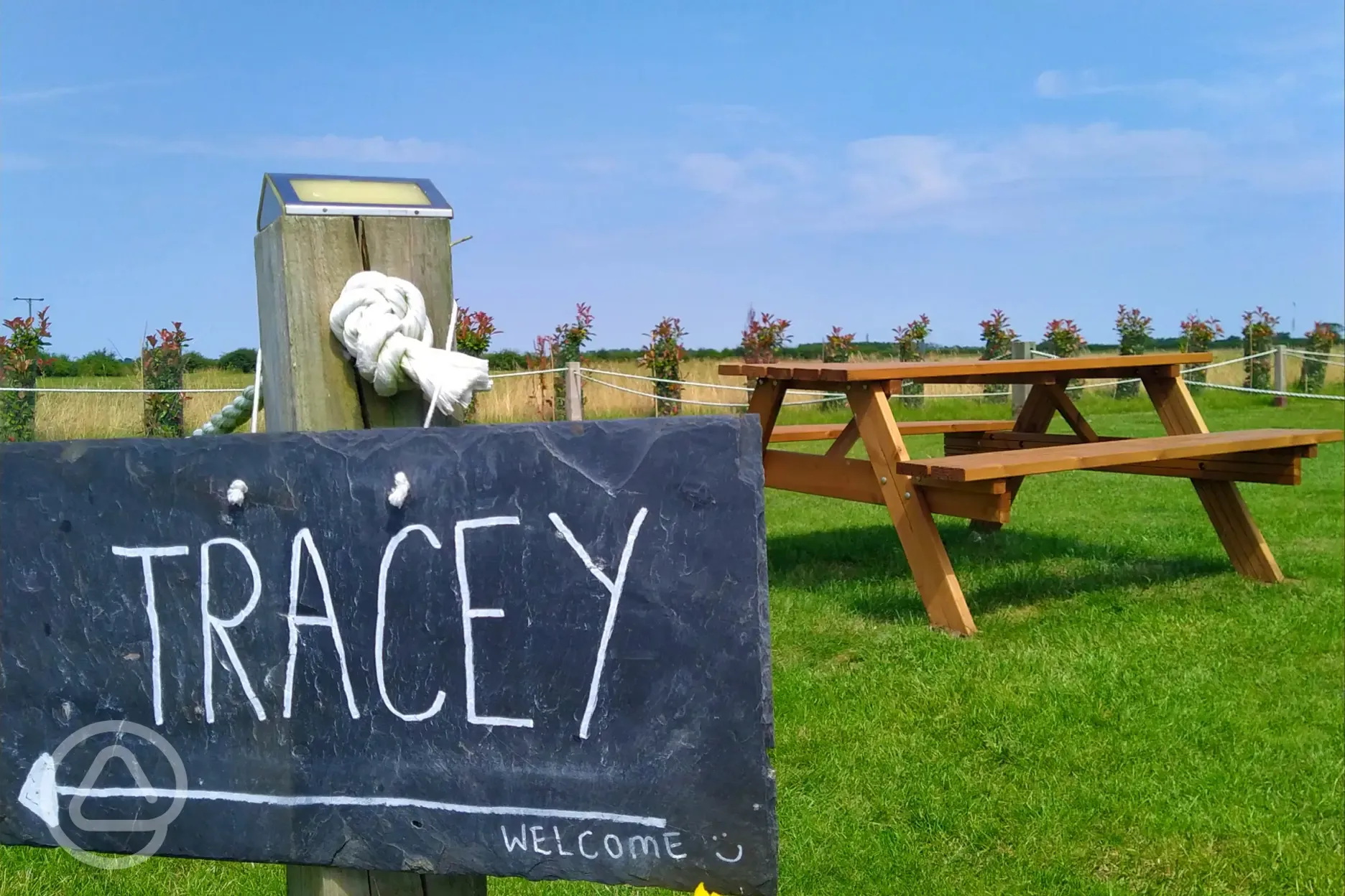 Personalised sign and picnic bench