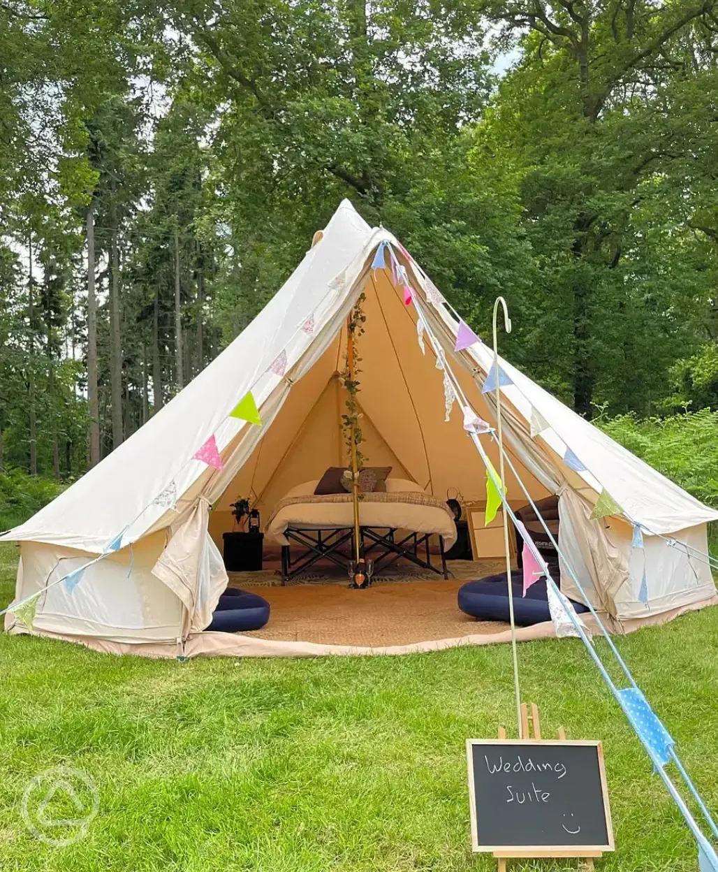 Furnished bell tent interior 