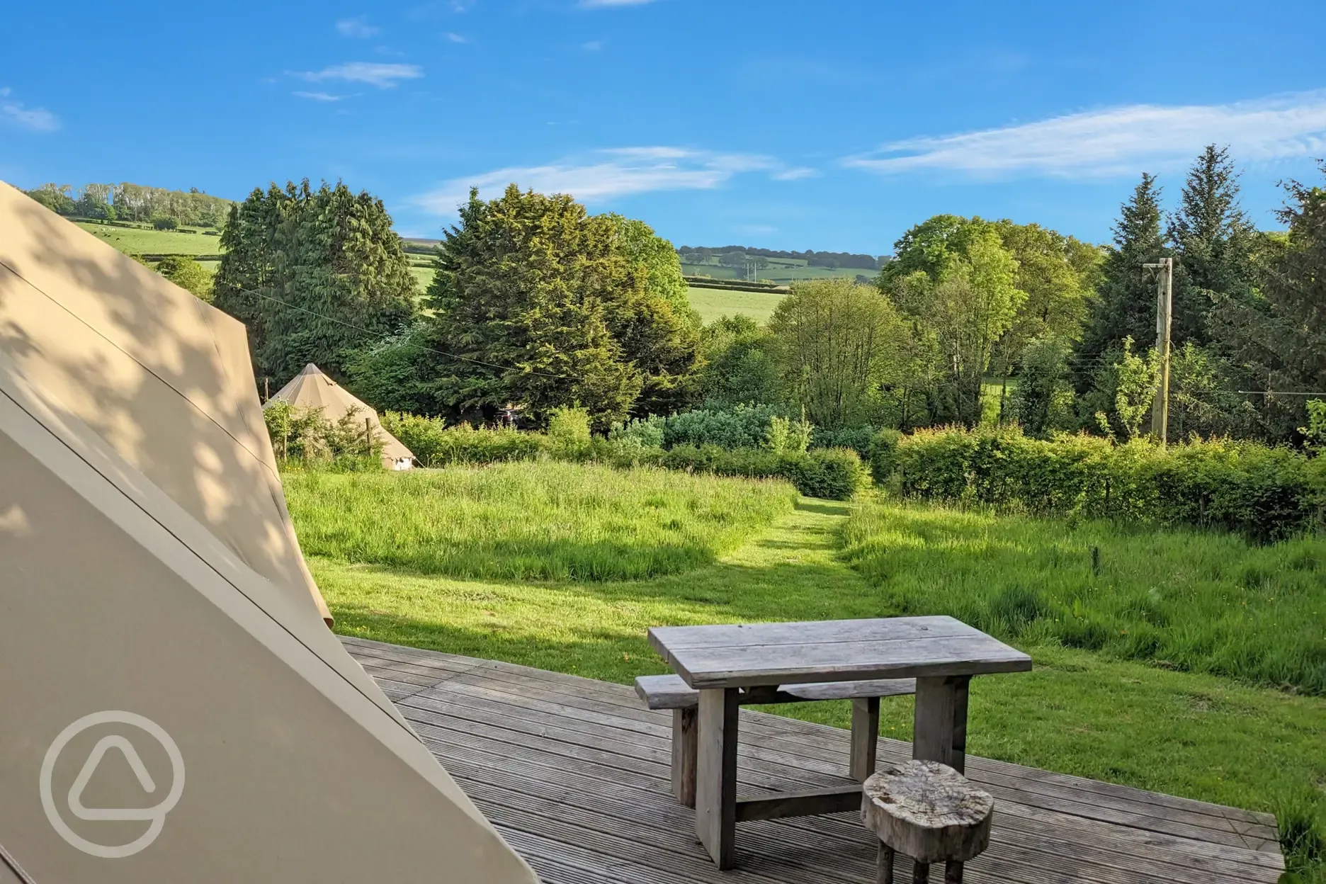 View from the furnished bell tent