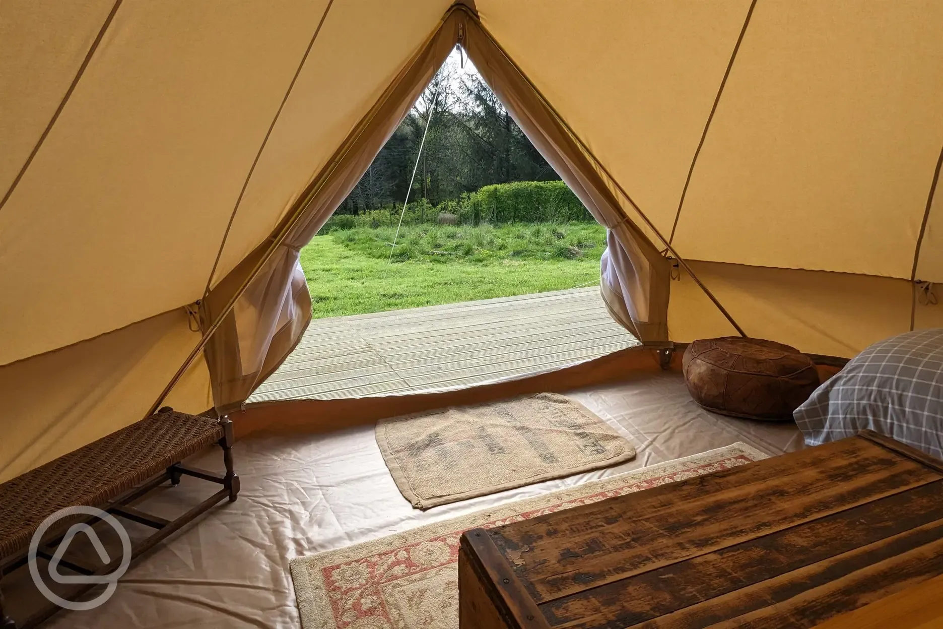 View from the furnished bell tent