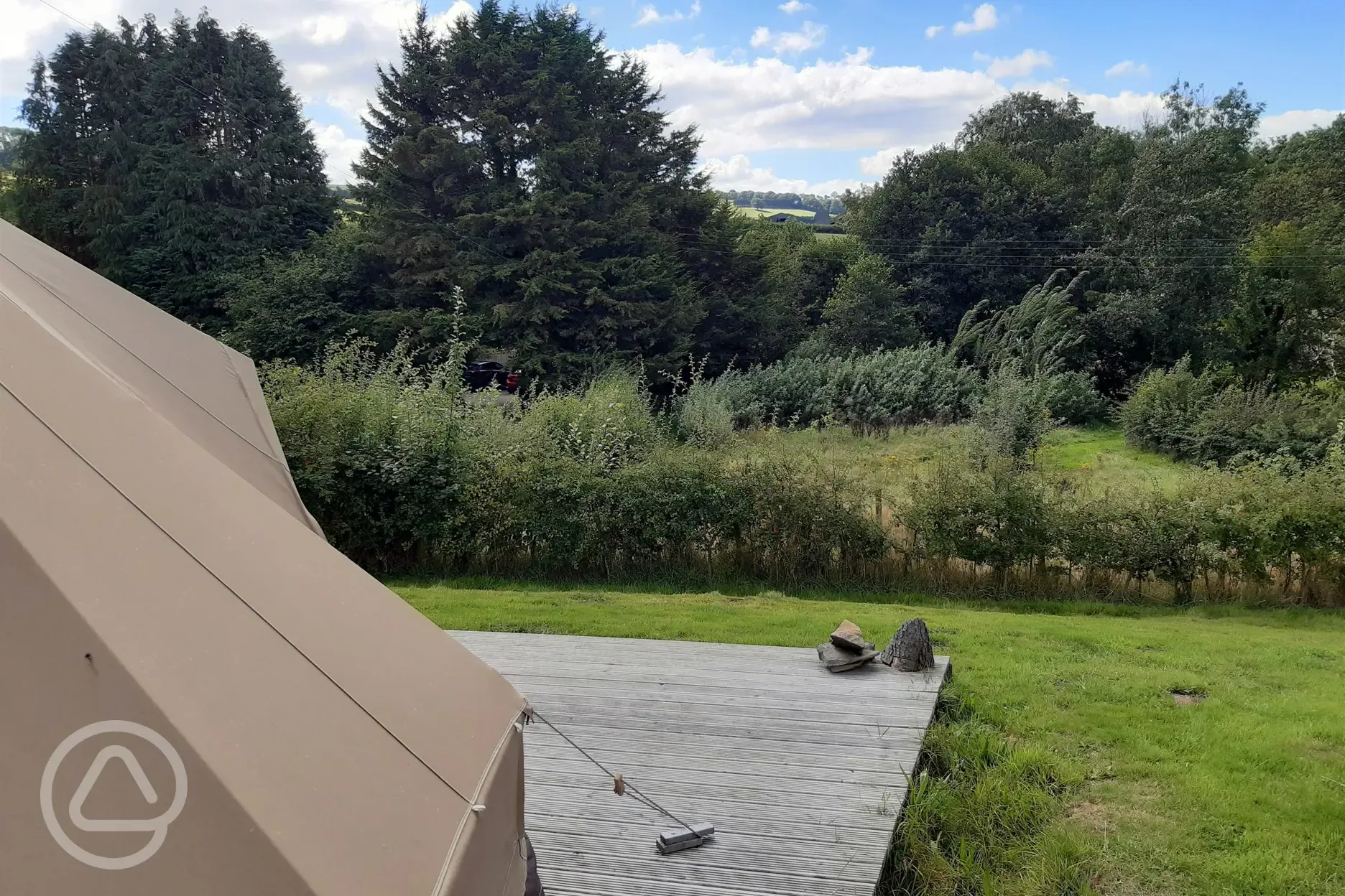 View from the furnished bell tent