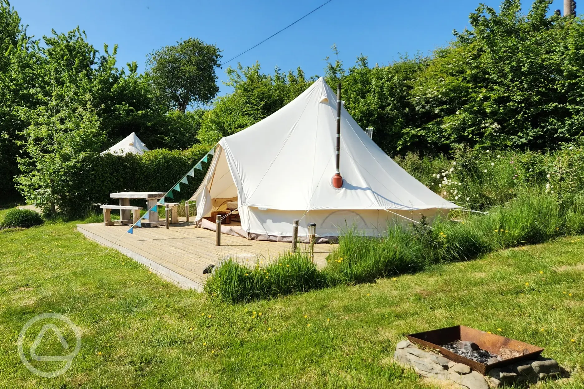 Bell tent with fire pit