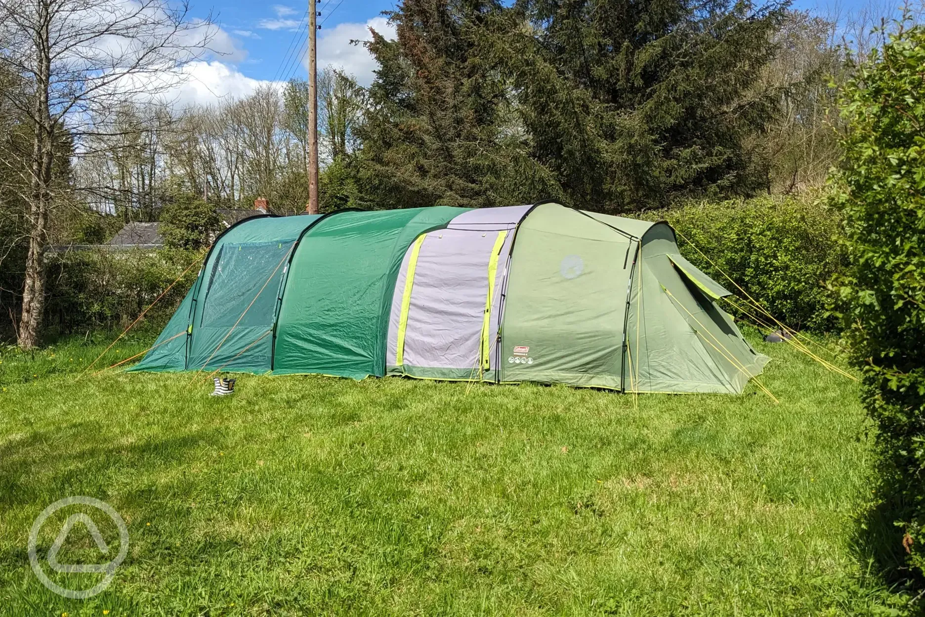 Non electric grass tent pitch