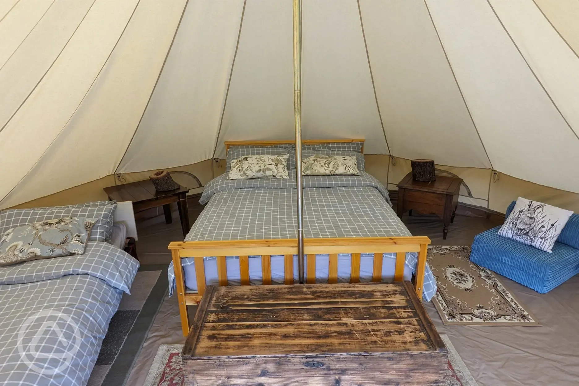 Inside bell tent