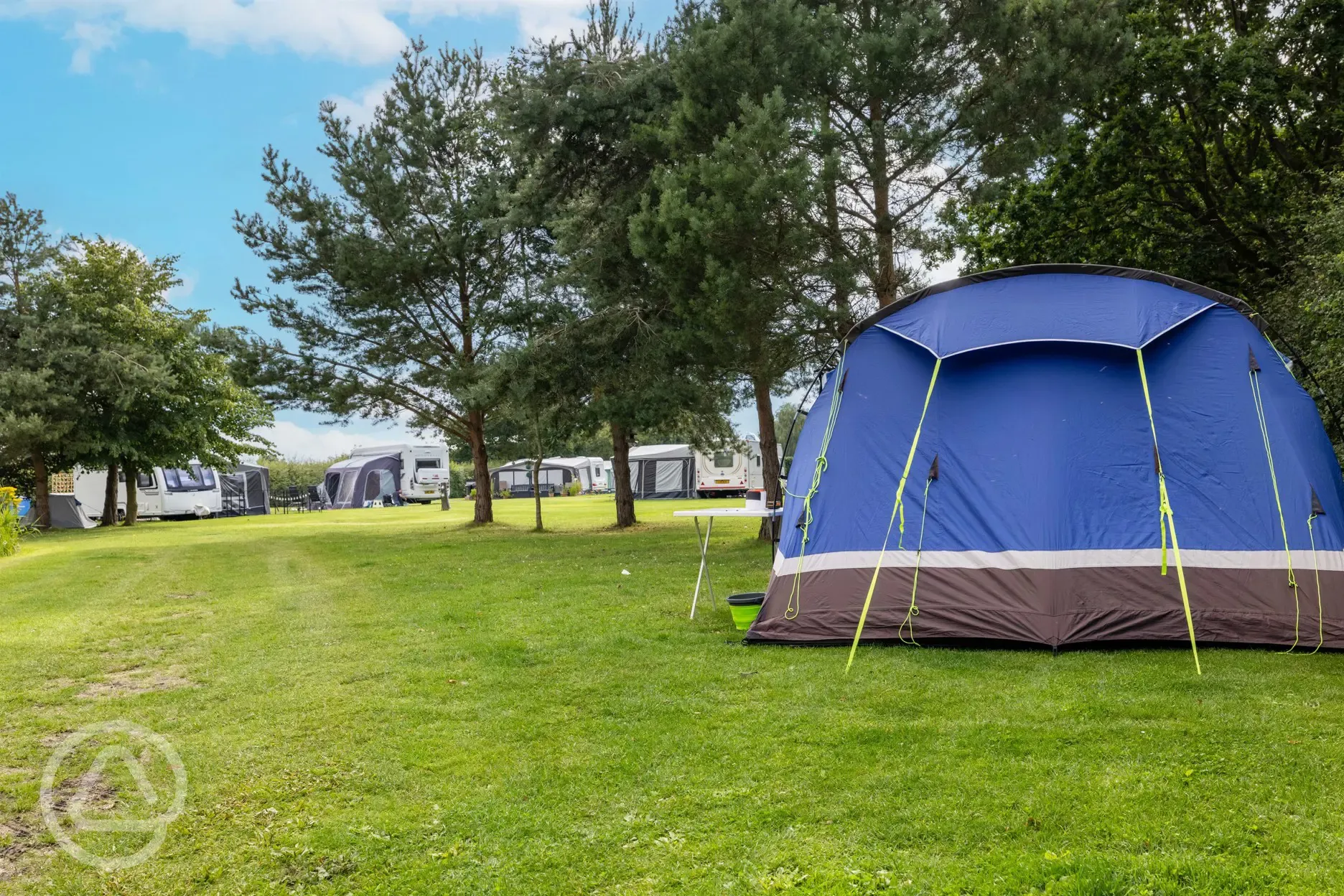 Grass tent pitches