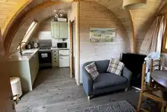 Rabbit pod living area and kitchen Rabbit pod living area and kitchen