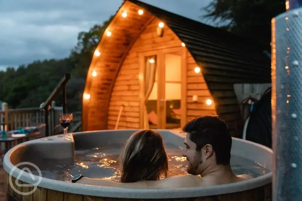 Pod with hot tub