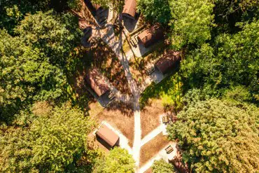 Aerial of the camping pods