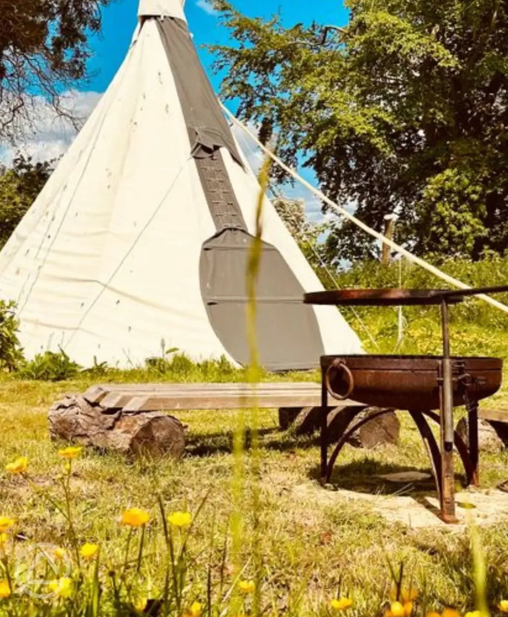 Tipi with fire pit