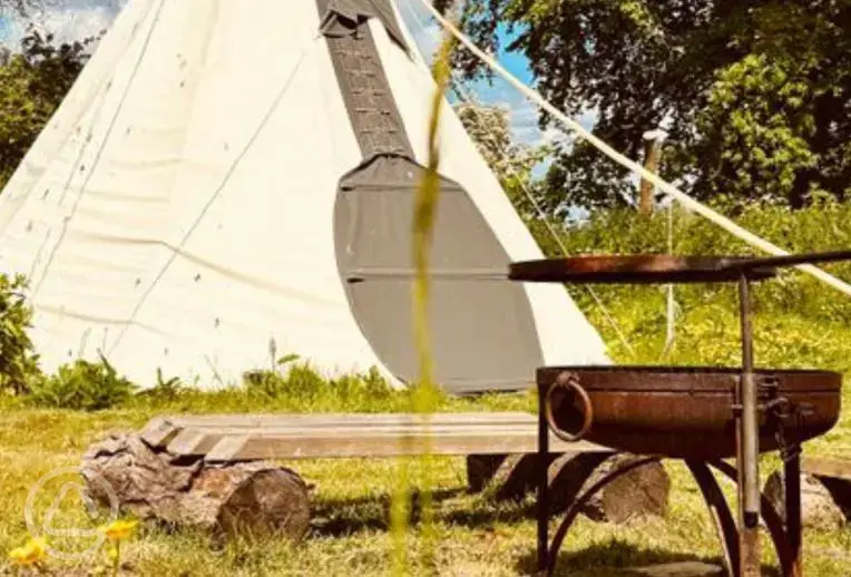 Tipi with fire pit