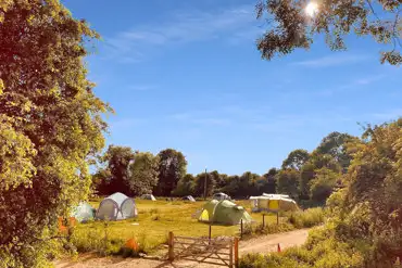 Non electric grass tent pitches in a vehicle free field