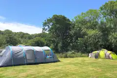 Grass tent pitches (optional electric) at Melin Mabes Grass tent pitches (optional electric) at Melin Mabes