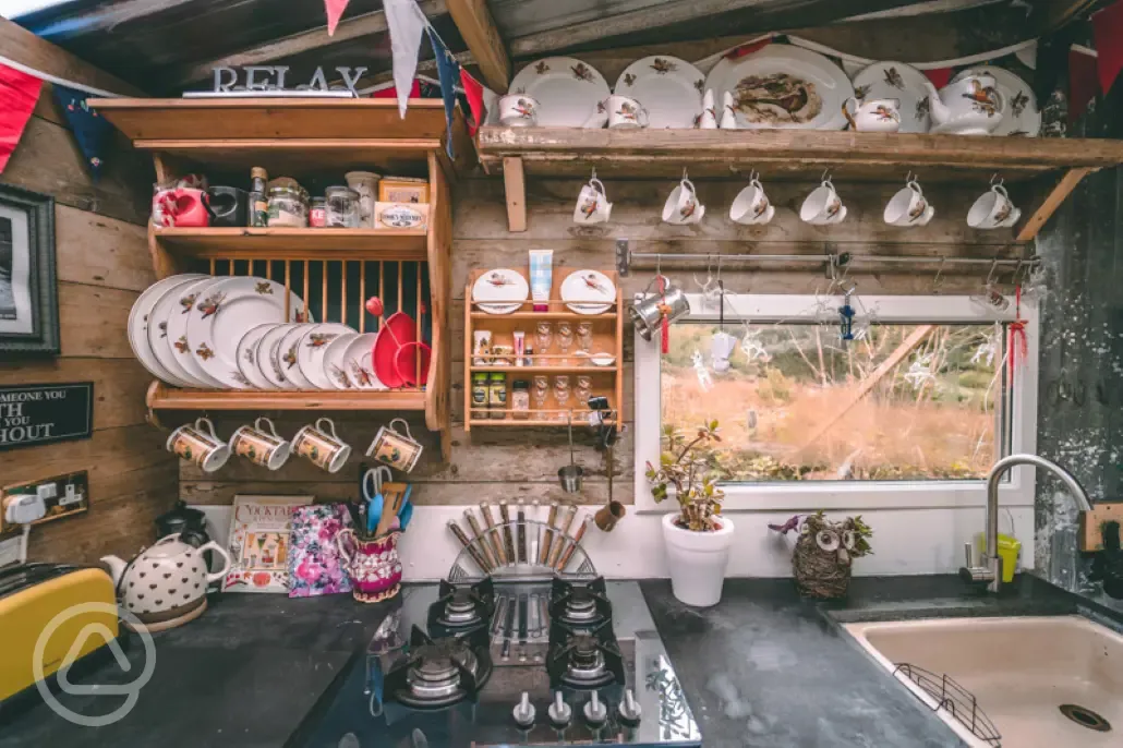 Mabel gypsy caravan kitchen area