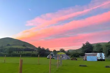 Sunset over the grass pitches