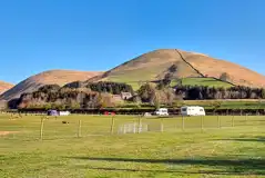 Grass mesh pitches, surrounded by farmland