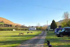 Grass mesh pitches with a road track around the site
