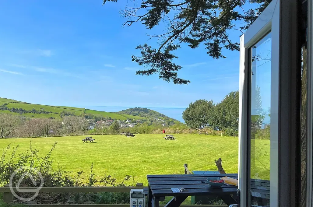 View from the camping pod with sea views