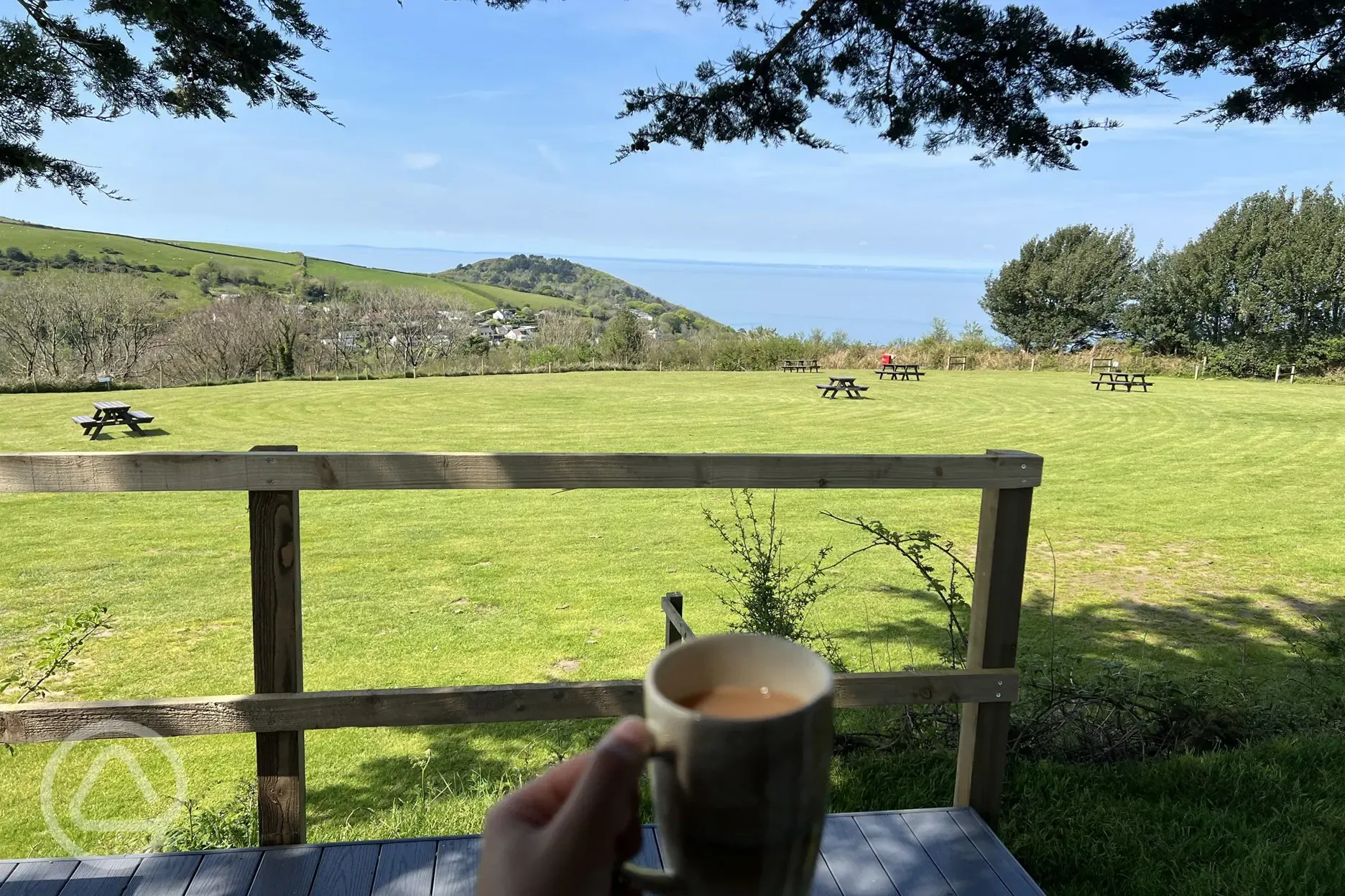 View from the glamping pod with sea views 