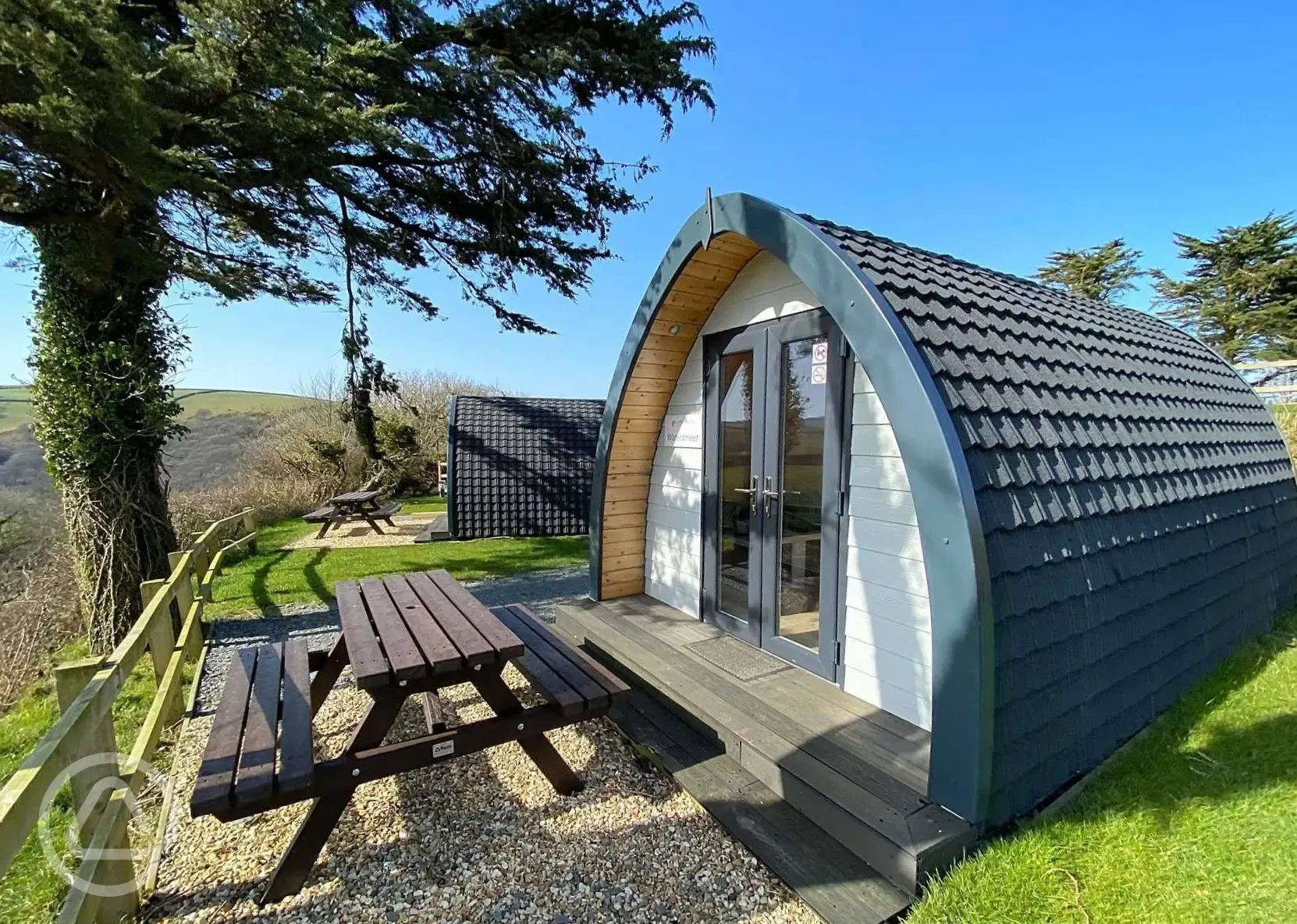 Camping pod with sea views 