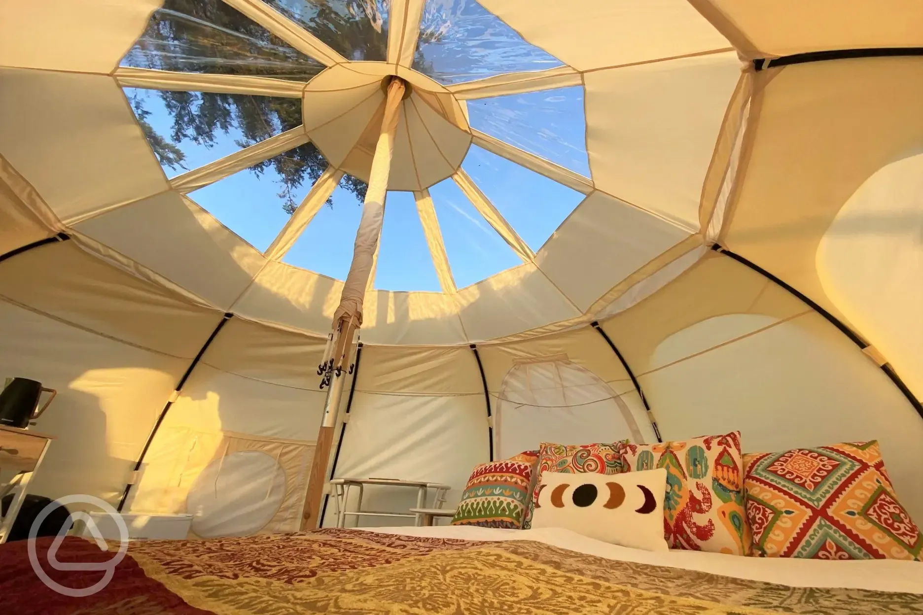 Bell tent interior stargazer roof