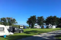 Tourers with awnings on The View Large Serviced Hardstanding Pitches