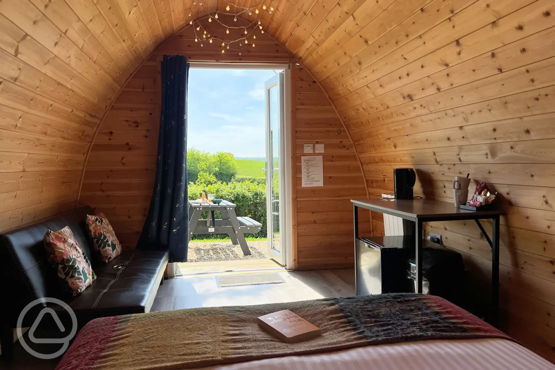 Glamping pod with valley views interior (pet friendly)