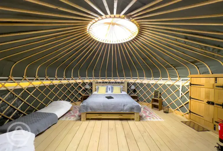 Bee Orchid and Foxglove yurt interior