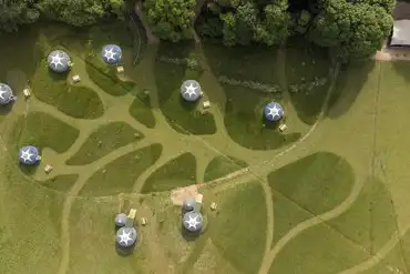 Aerial view of the 8 yurts