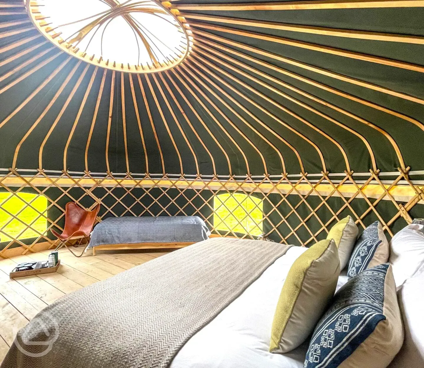 Bee Orchid and Foxglove yurt interior