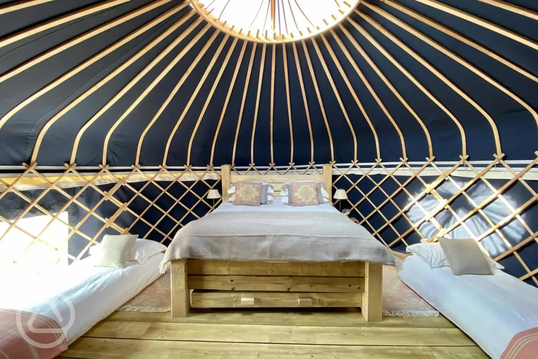 Inside four person yurt