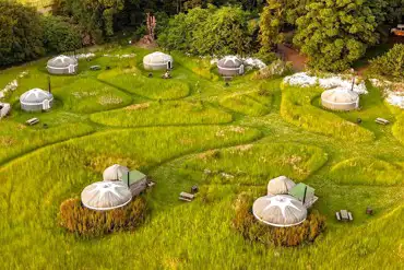 Aerial of the yurts