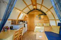 Interior of the Moorlands, Greenriggs, and Waitby glamping pods at Sandwath Farm Interior of the Moorlands, Greenriggs, and Waitby glamping pods at Sandwath Farm