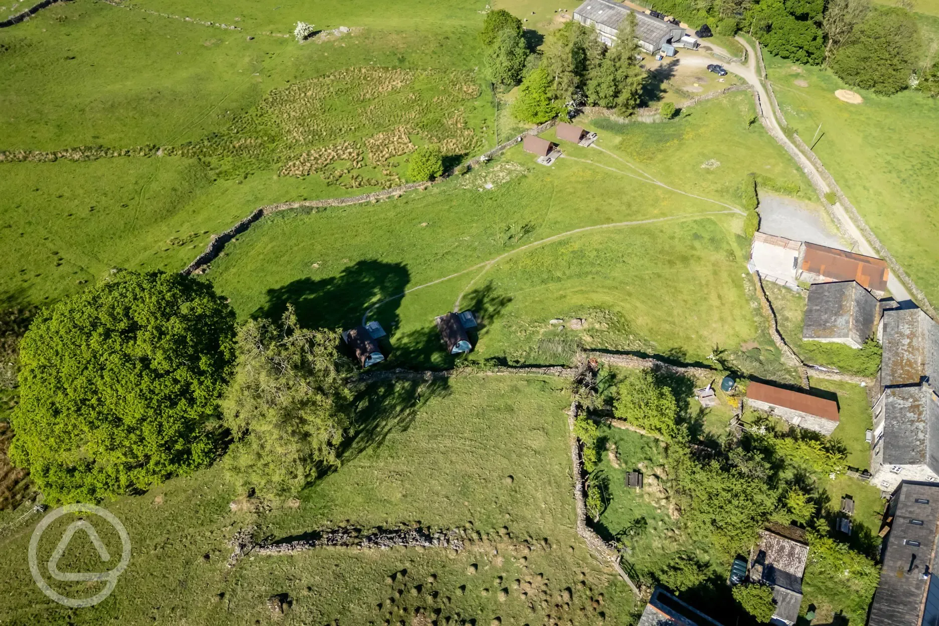 Aerial of the glamping site
