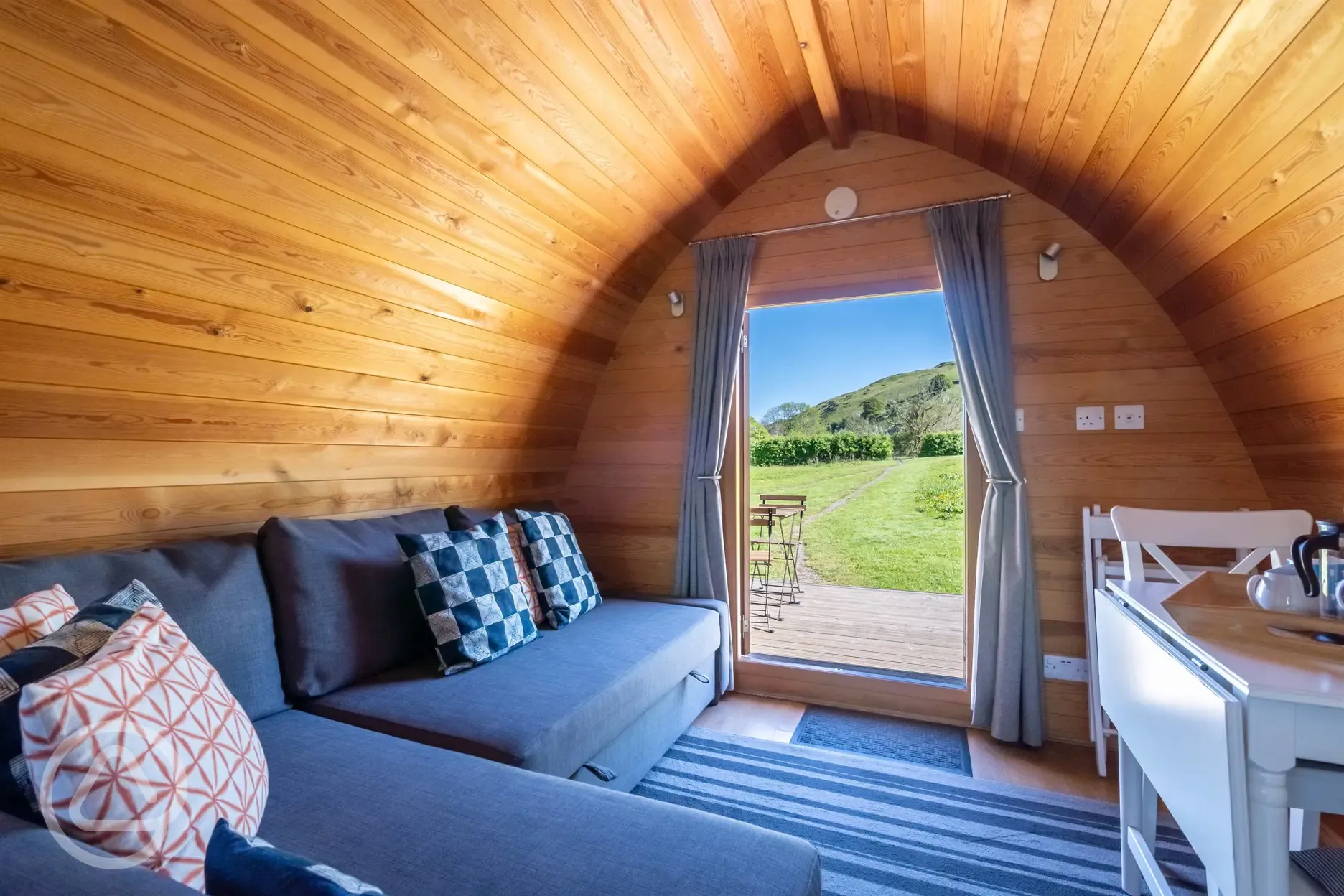 Glamping pod sofa bed