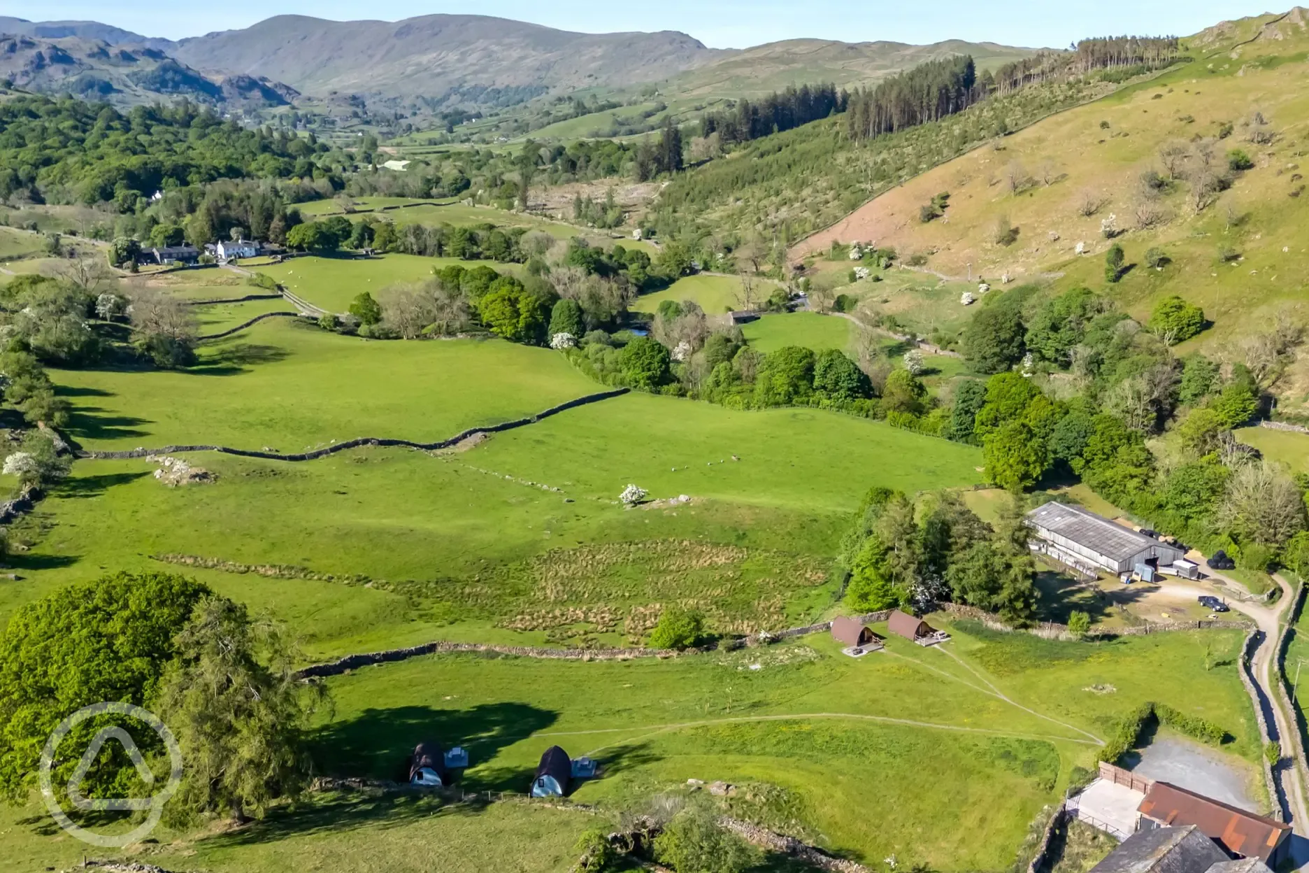 Aerial of the glamping site