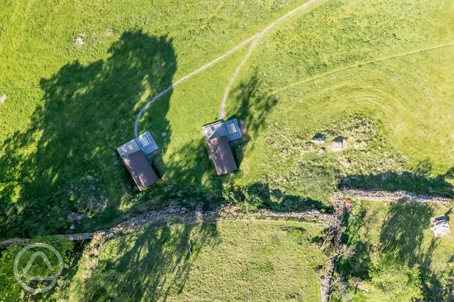 Bird's eye view of the glamping pods