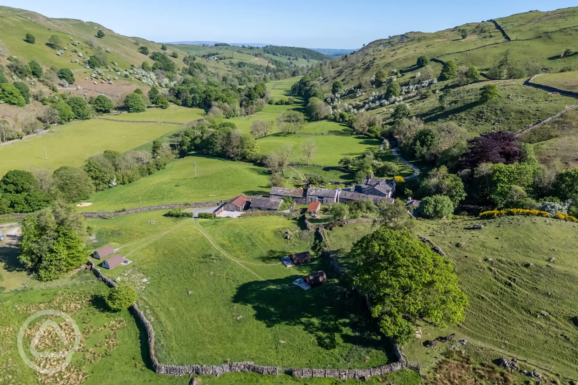 Aerial of the glamping site