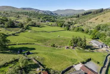 Aerial of the glamping site