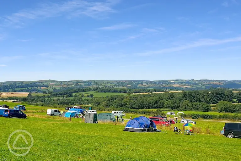 Non electric grass pitches at Newcourt Farm Campsite