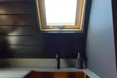 Boujee glamping pod sink and window