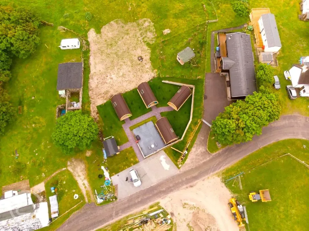 Bird's eye view of the glamping pods