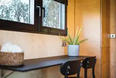 Glamping cabin breakfast bar seating