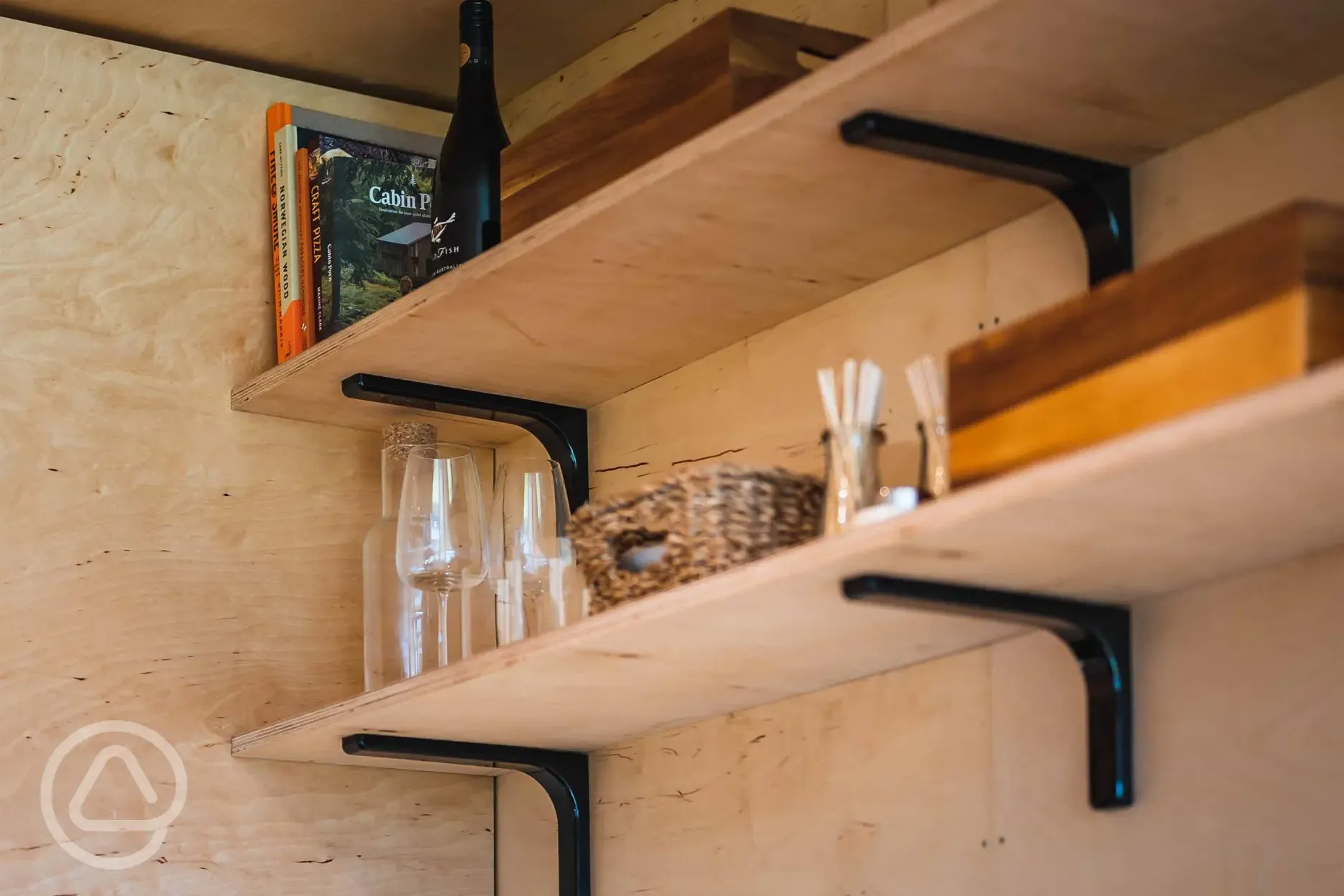 Glamping cabin kitchenette