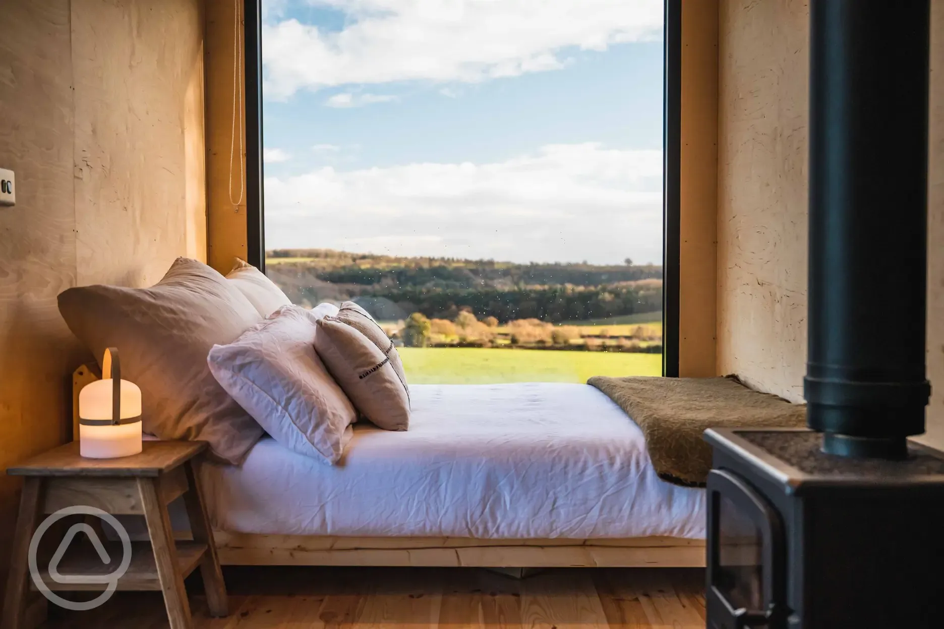 Glamping cabin interior 