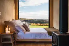 Hare glamping cabin double bed and views (bedding included)