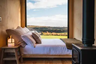 Glamping cabin interior 